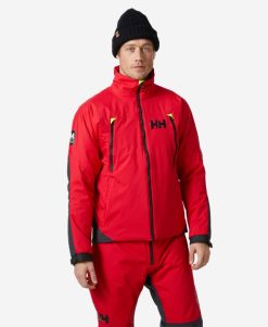 Sailing Jackets | Men Helly Hansen Aegir H2Flow Midlayer Jacket, Alert Red 222 Alert Red