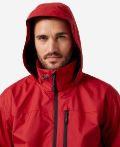 Rain Jackets | Men Helly Hansen Crew Hooded Jacket, Red