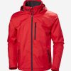 Rain Jackets | Men Helly Hansen Crew Hooded Jacket, Red