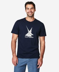 T-Shirts | Men Helly Hansen Twin Sail T-Shirt, Navy 597 Navy