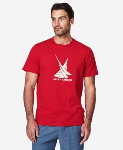 T-Shirts | Men Helly Hansen Twin Sail T-Shirt, Red 163 Red