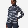 Insulated Midlayer Jackets | Women Helly Hansen W Crew Fleece Jacket, Navy Stripe 598 Navy Stripe