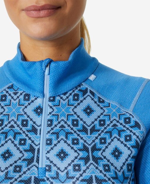 Baselayer Tops | Women Helly Hansen W Lifa Merino Midw Gra 1/2 Zip, Ultra Blue 554 Ultra Blue Star Pixel