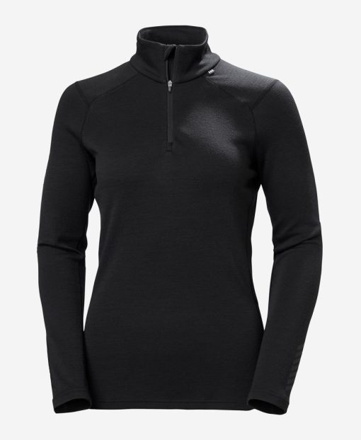 Baselayer Tops | Women Helly Hansen W Lifa Merino Midweight 1/2 Zip, Black 990 Black