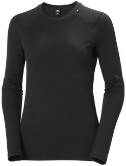 Baselayer Tops | Women Helly Hansen W Lifa Merino Midweight Crew, Black 990 Black