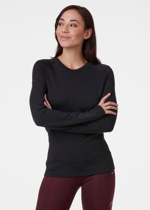 Baselayer Tops | Women Helly Hansen W Lifa Merino Midweight Crew, Black 990 Black