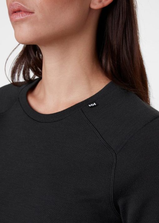 Baselayer Tops | Women Helly Hansen W Lifa Merino Midweight Crew, Black 990 Black