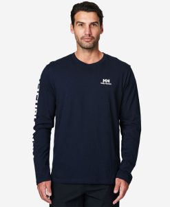 T-Shirts | Men Helly Hansen Yu L/S T-Shirt, Navy 597 Navy